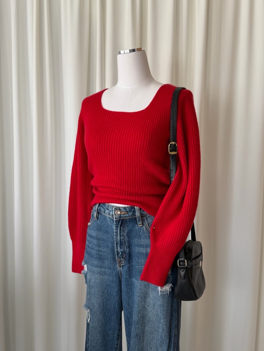 Madewell Soft Wool Square-Neck Pullover Sweater Black size small. - Picture 5 of 14